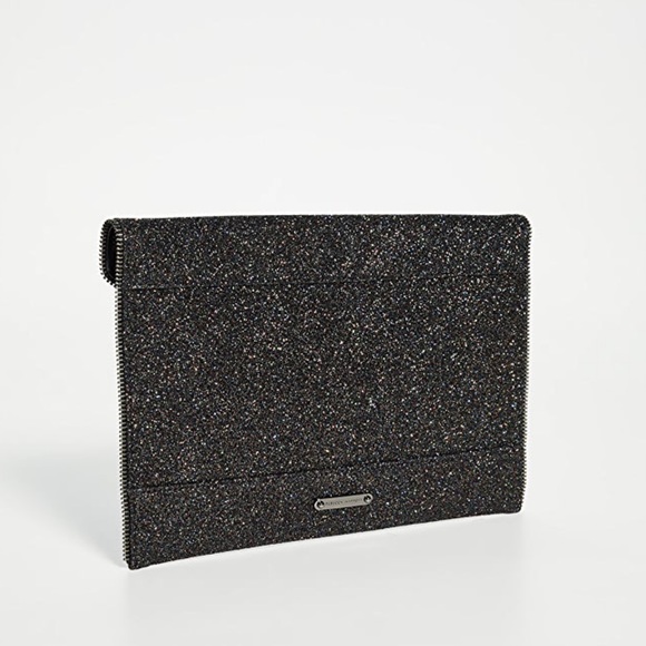 Rebecca Minkoff Black Glitter Leo Clutch NWOT - Picture 4 of 16